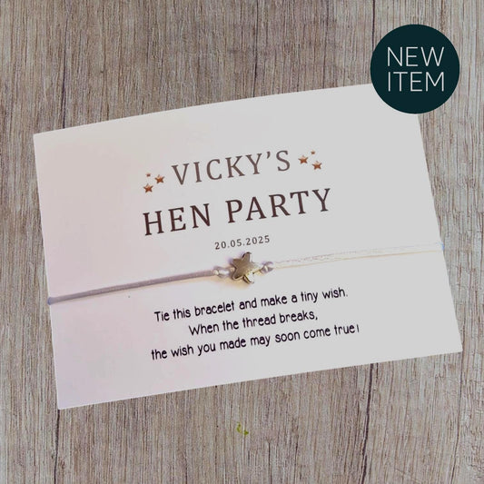 Personalised Hen Party Wish Bracelet: Bride Squad Gift, Wish string - Simple, elegant - Stars