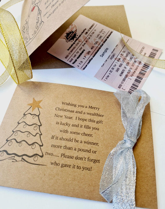 Novelty Christmas Lottery Ticket Holders - Scratch Card Gift Card - Table Decoration - Festive - Brown - Recycled Card