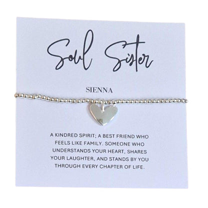 Soul sister Silver Bracelet Personalised- Birthday gift for friend Thank you Bestie Christmas Gift For Friend - Kindred Spirit