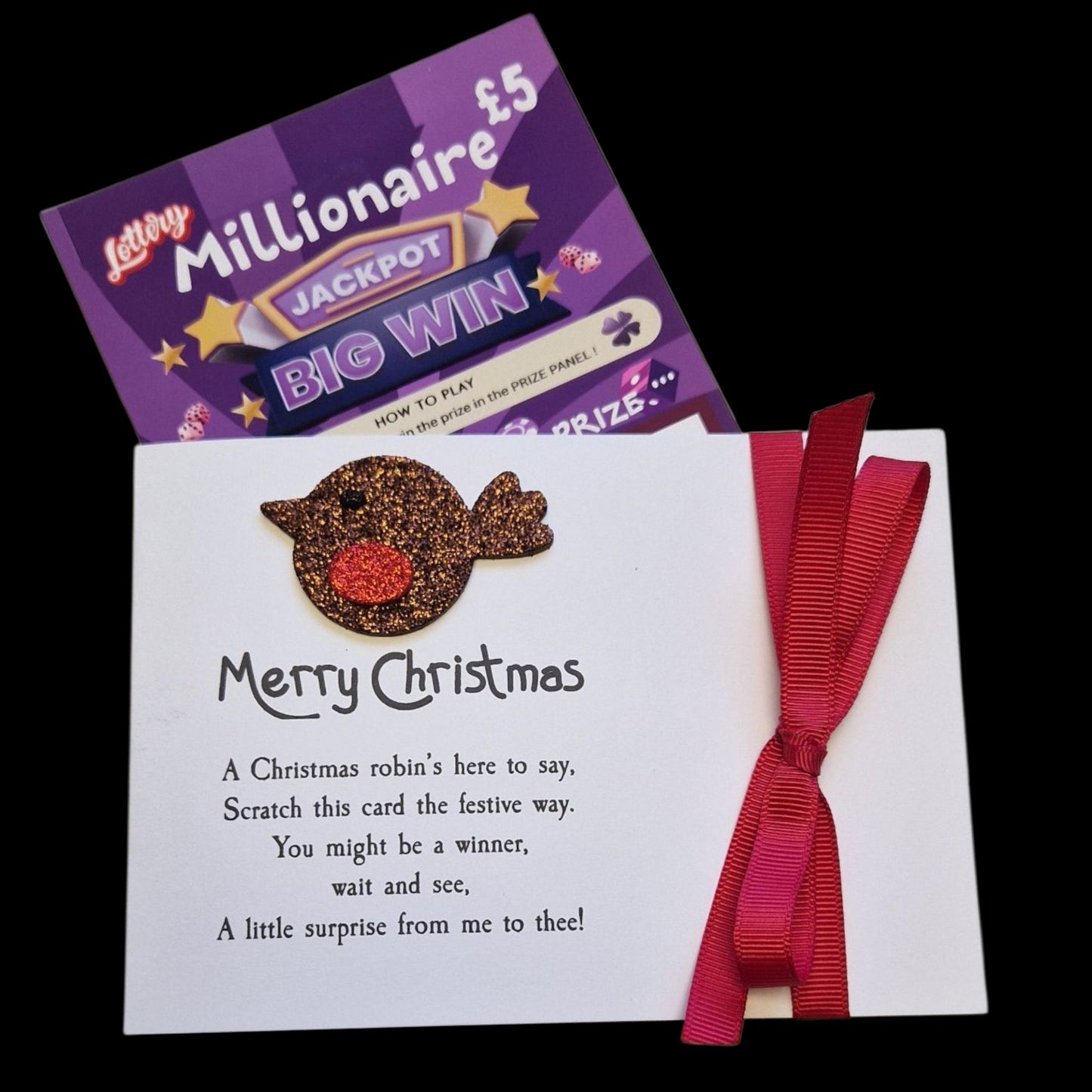 Funny Robin Christmas Lottery Ticket Holder: Novelty Festive Favour - Scratch Card Holder - Table Favour - Cracker Alternative