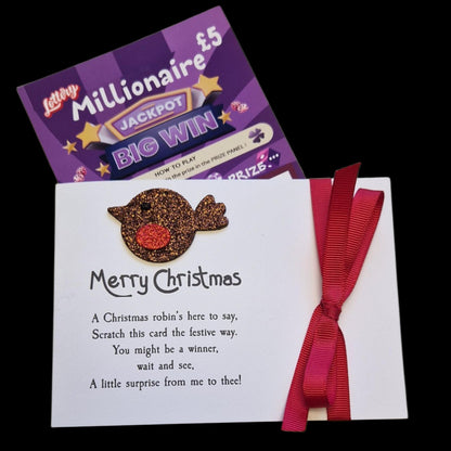 Funny Robin Christmas Lottery Ticket Holder: Novelty Festive Favour - Scratch Card Holder - Table Favour - Cracker Alternative