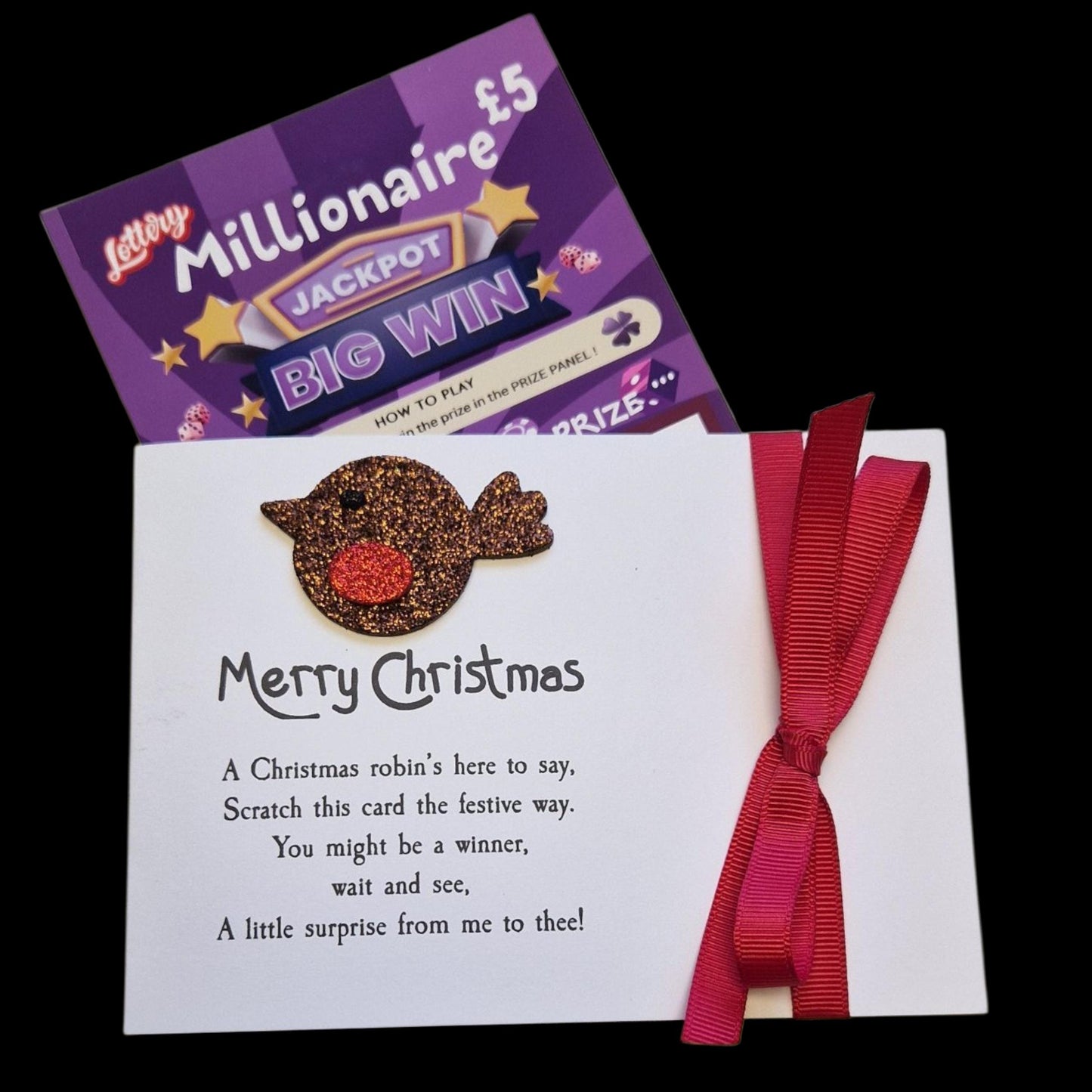 Funny Robin Christmas Lottery Ticket Holder: Novelty Festive Favour - Scratch Card Holder - Table Favour - Cracker Alternative