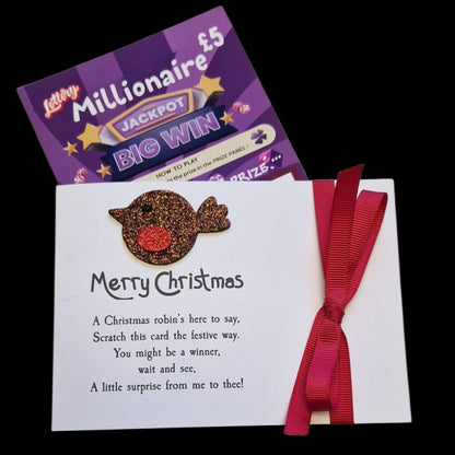 Funny Robin Christmas Lottery Ticket Holder: Novelty Festive Favour - Scratch Card Holder - Table Favour - Cracker Alternative