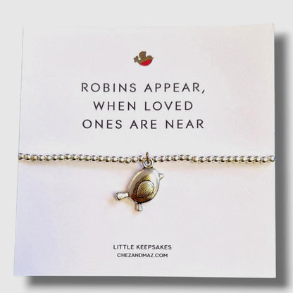 Robin's appear, when loved ones are near, Grief, Loss, Silver plated charm bracelet - Memorial Gift, Personalised, birthday c599