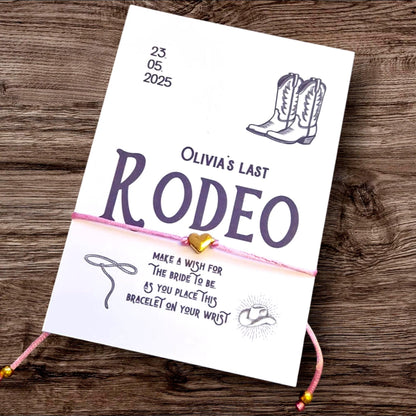 Last Rodeo Hen Party Wish Bracelets - Personalised  - Goodie Bag Filler - Hen Weekend, Hen Do, Team Bride Cowgirl - Bride to Be - rod2
