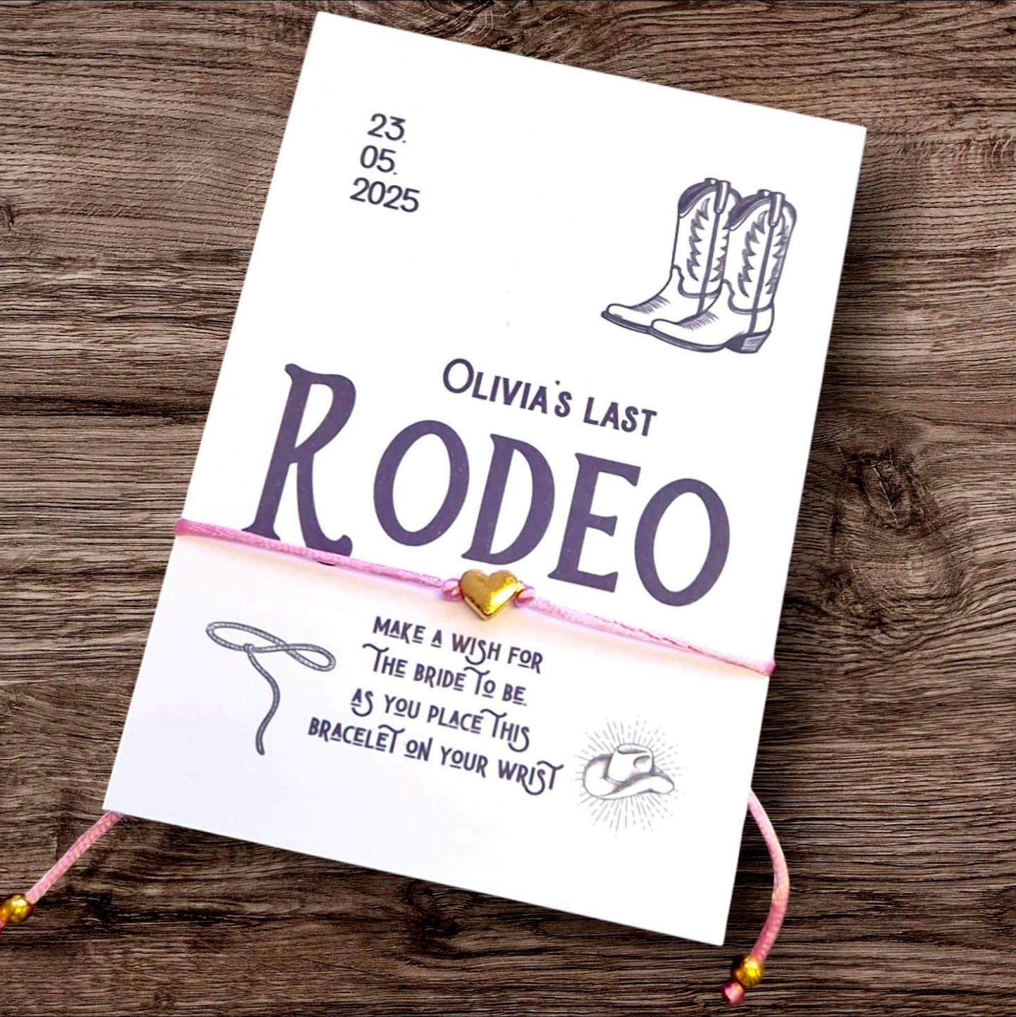 Last Rodeo Hen Party Wish Bracelets - Personalised  - Goodie Bag Filler - Hen Weekend, Hen Do, Team Bride Cowgirl - Bride to Be - rod2