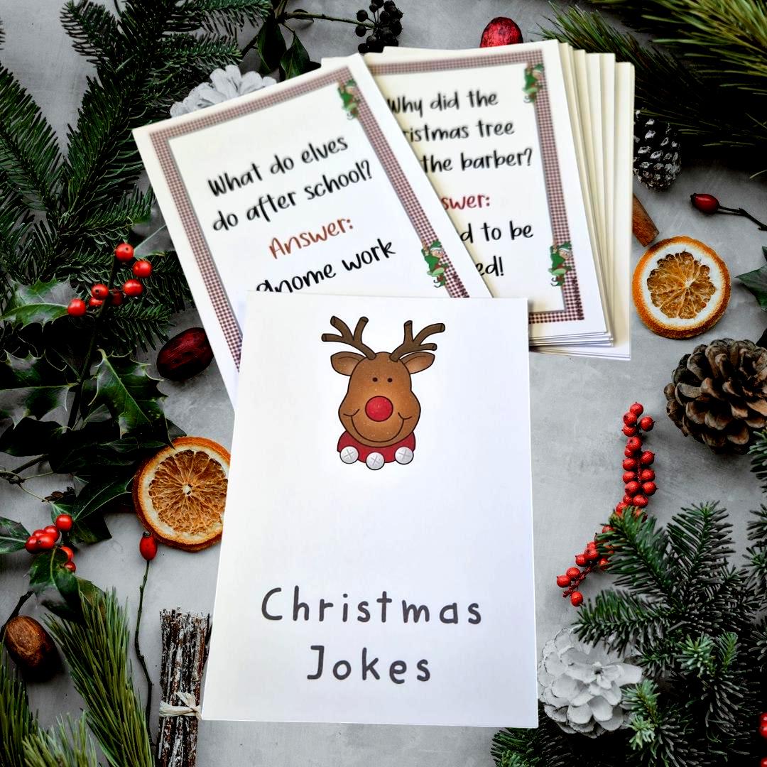 Children's Kids Christmas Jokes 20, Cracker/Stocking Fillers I Table Decor I Advent Calendar Filler I Christmas Crackers Craft I Festive Fun