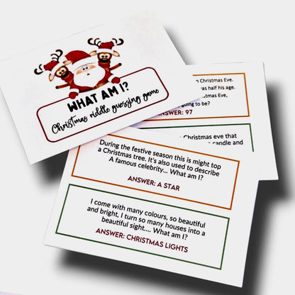What Am I? Christmas Card Game – Trivia Game for Family & Friends – Festive Activity for Christmas Gatherings – Holiday Party Game