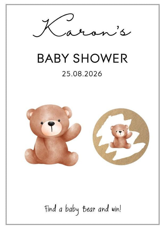 Baby Shower Game Teddy Bear Baby Shower Scratch Off Game: Personalised Card Set - Find the teddy