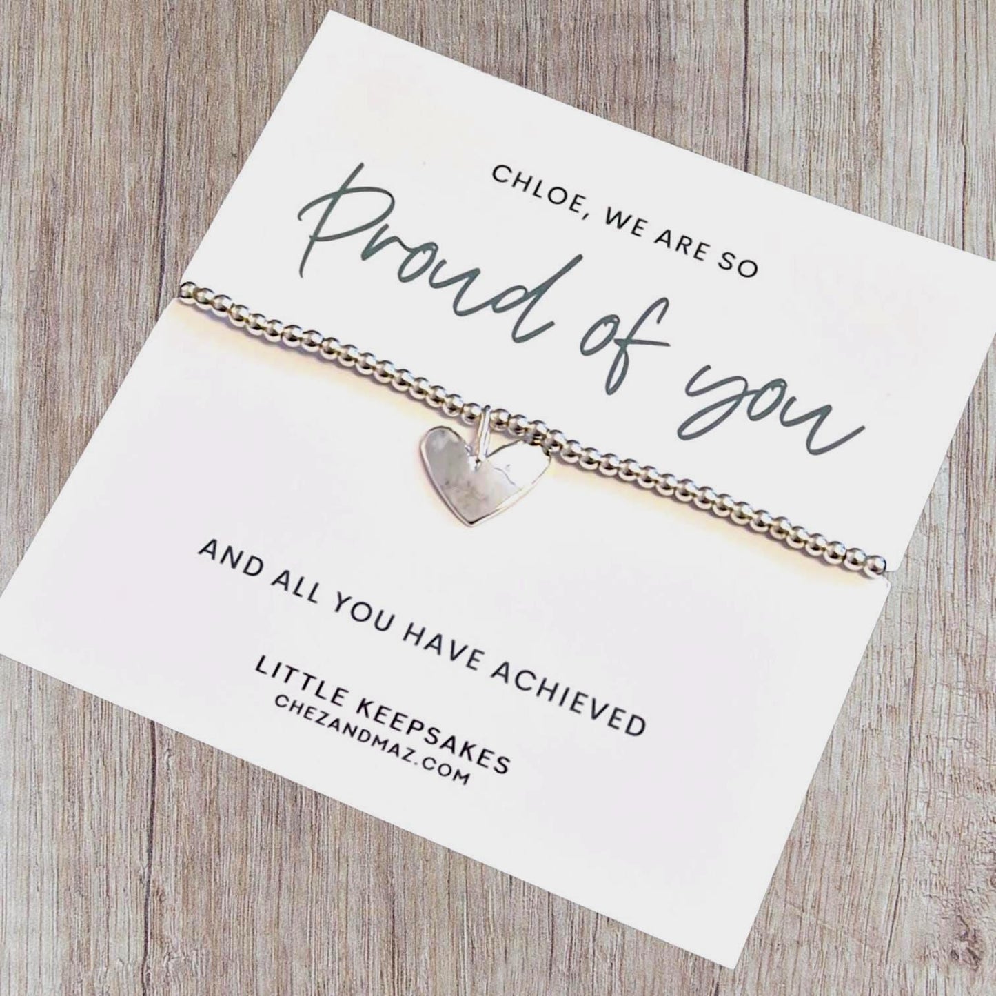 I'm So Proud of You Gift: Silver Plated Heart Charm Bracelet - We are so proud of you