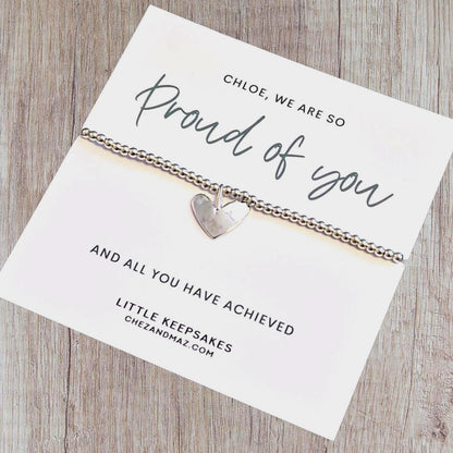I'm So Proud of You Gift: Silver Plated Heart Charm Bracelet - We are so proud of you