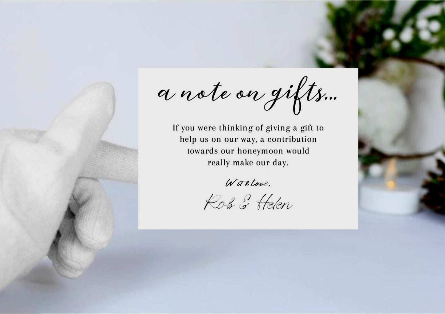 Personalised Note On Gifts Card Insert Template, Modern Minimalist Wedding Invitation Monetary Gift Request Enclosure Honeymoon - note1
