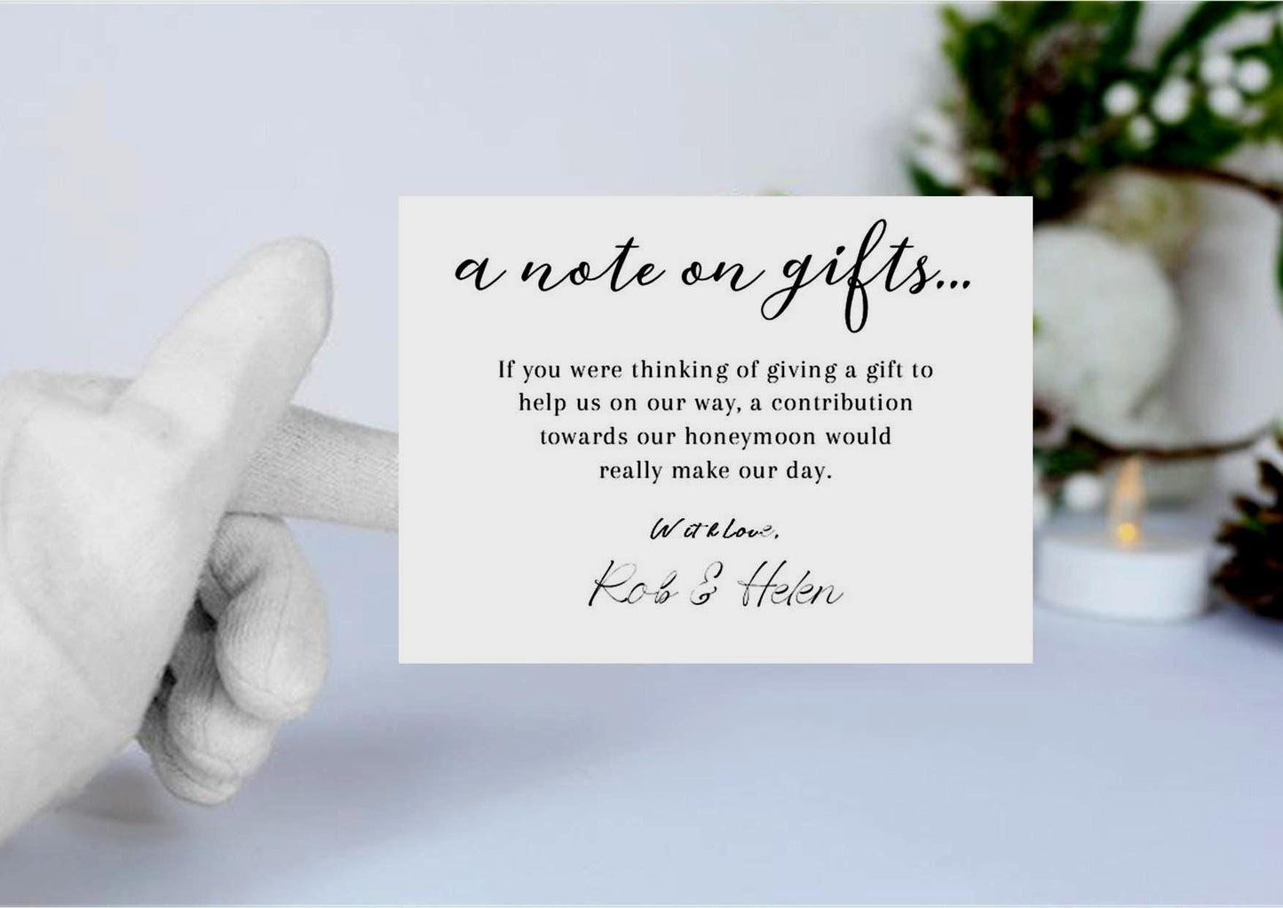 Personalised Note On Gifts Card Insert Template, Modern Minimalist Wedding Invitation Monetary Gift Request Enclosure Honeymoon - note1