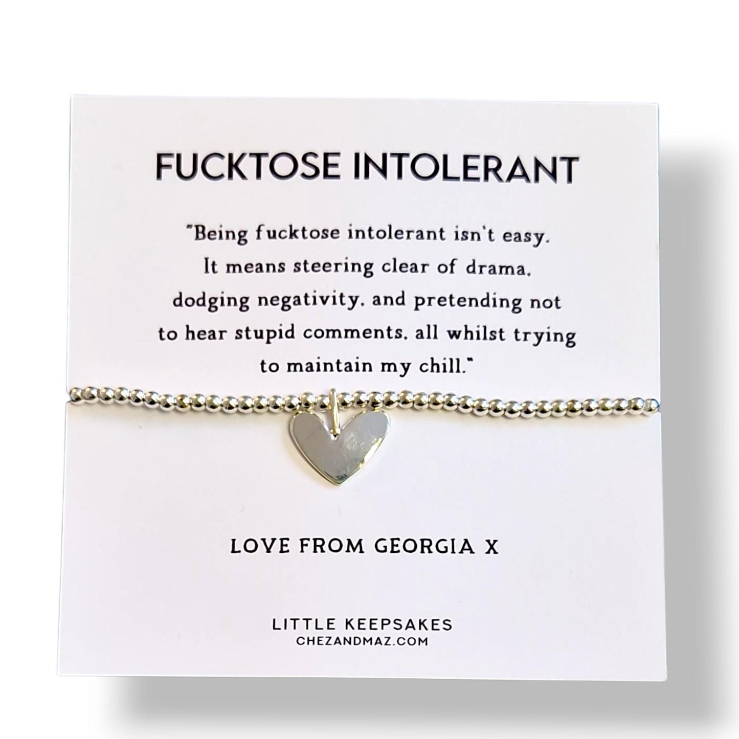 Funny 'Fucktose Intolerant' Definition Silver Plated Bracelet, Personalised : Humorous Office Gift