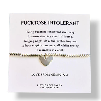 Funny 'Fucktose Intolerant' Definition Silver Plated Bracelet, Personalised : Humorous Office Gift
