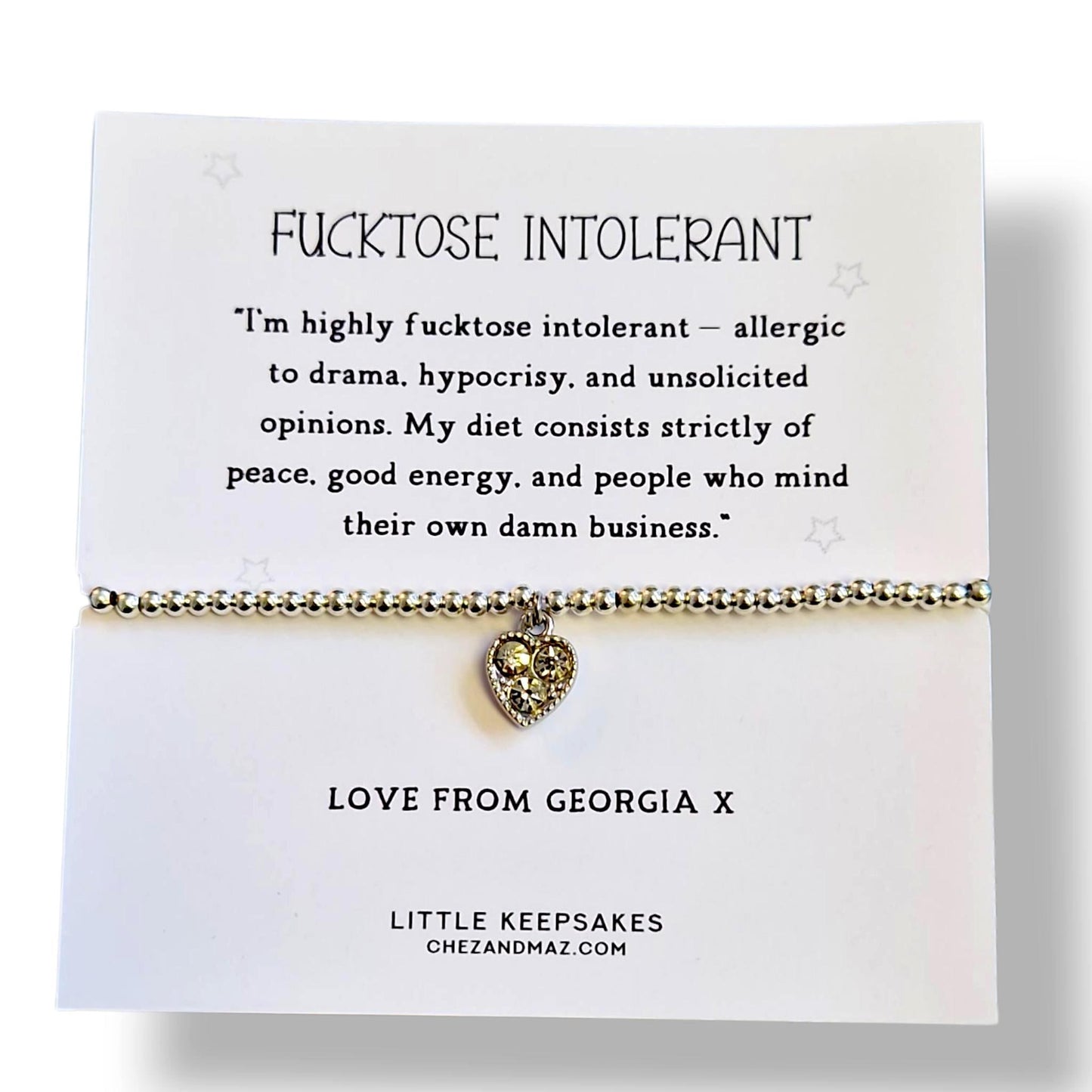 Funny 'Fucktose Intolerant' Definition Silver Plated Bracelet, Personalised : Humorous Office Gift fu72