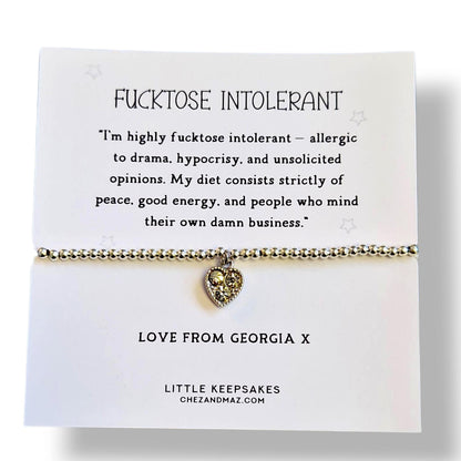 Funny 'Fucktose Intolerant' Definition Silver Plated Bracelet, Personalised : Humorous Office Gift fu72