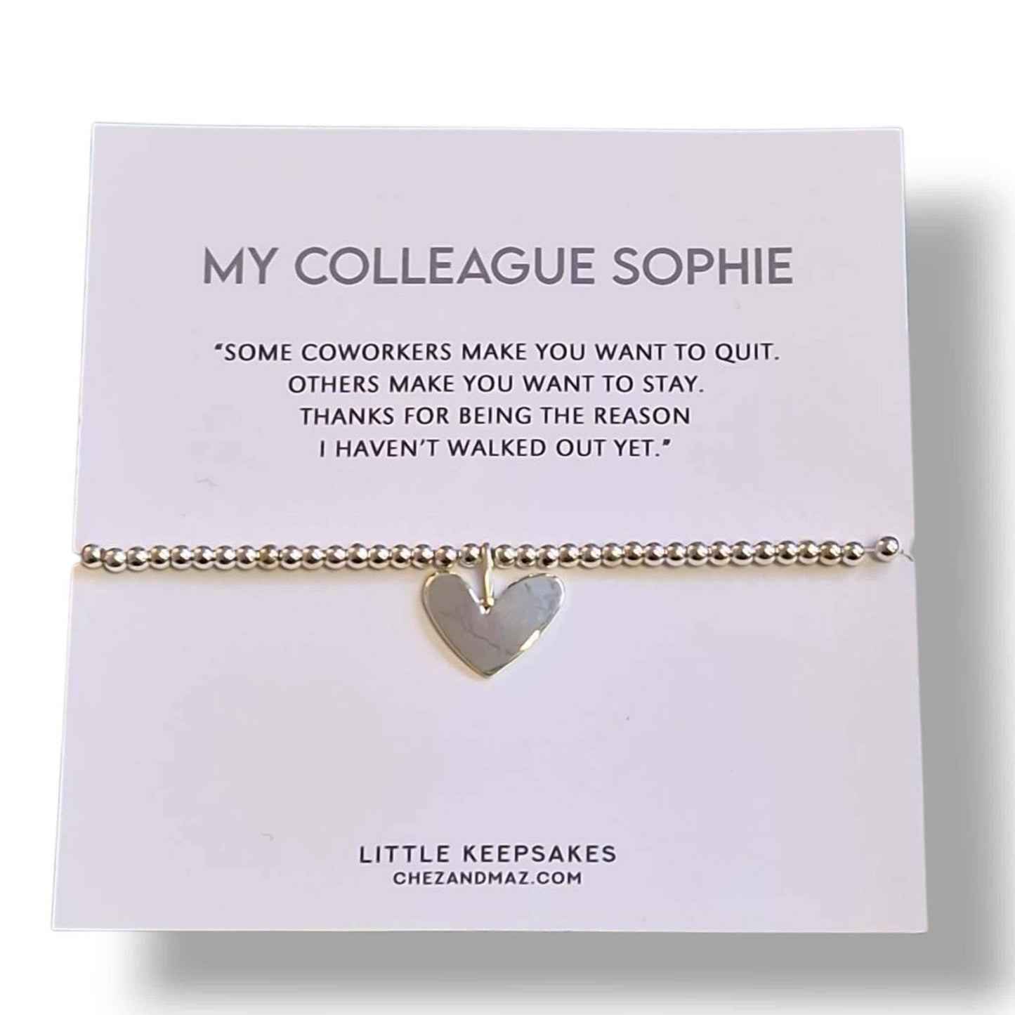 Colleagues - Co-worker  Silver-Plated Heart Bracelet: Friendship Gift- Thanks for being the reason I haven't walked out yet fu4