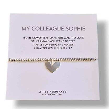 Colleagues - Co-worker  Silver-Plated Heart Bracelet: Friendship Gift- Thanks for being the reason I haven't walked out yet fu4