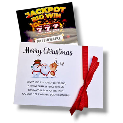 Funny Christmas Scratch Card Holder for Best Friend – Fun Holiday Gift, Could Be a Winner! Grab a Coin & Reveal Your Festive Surprise