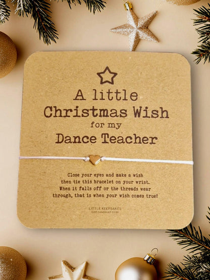Dance Teacher Wish Bracelet Christmas Christmas Gift for Teacher Wish Bracelet & Message Card Little Keepsake - Christmas Wish Bracelet