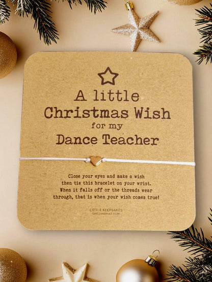 Dance Teacher Wish Bracelet Christmas Christmas Gift for Teacher Wish Bracelet & Message Card Little Keepsake - Christmas Wish Bracelet
