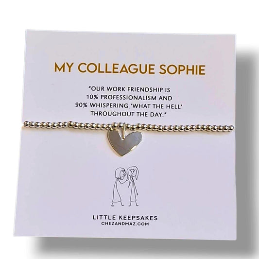 Colleagues - Co-worker  - Funny - Pun - Silver-Plated Heart Bracelet: Friendship Gift- Whispering