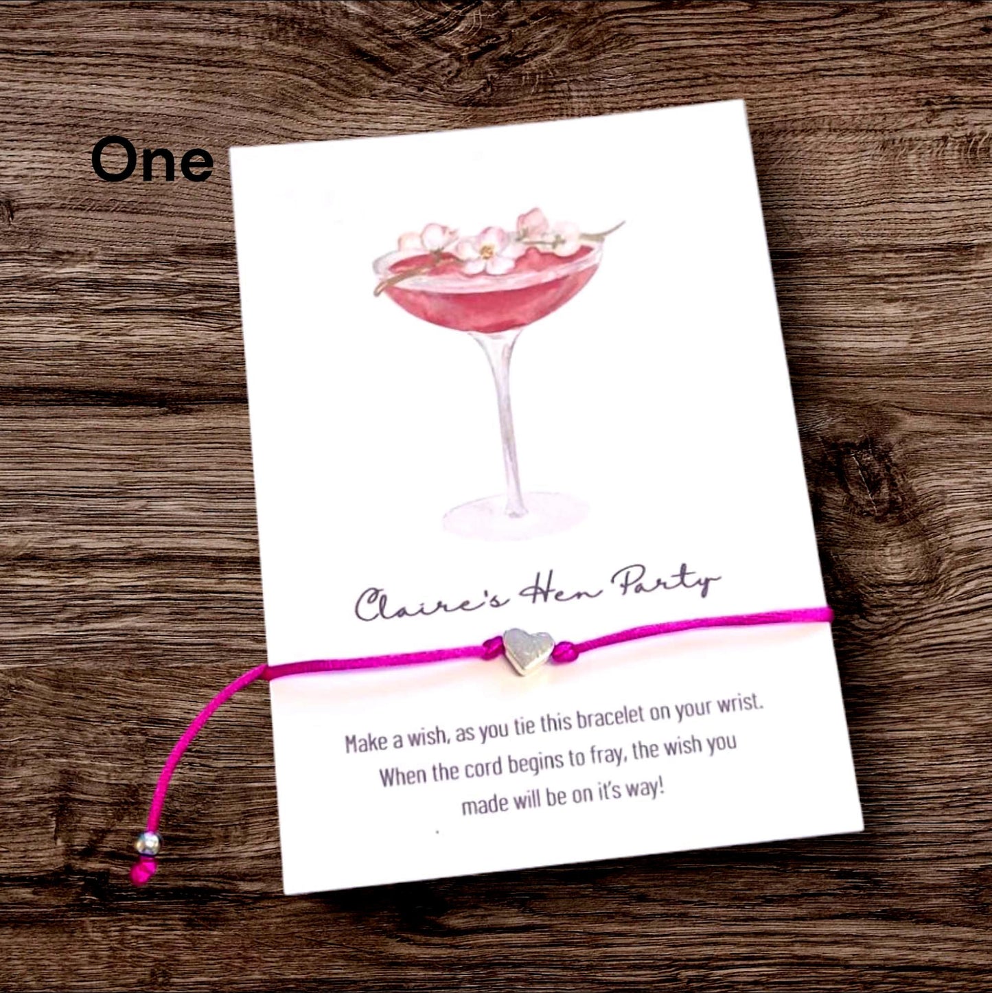 Personalised Cocktail Wish Bracelet: Hen Party Favours,  Hen Do, Team Bride