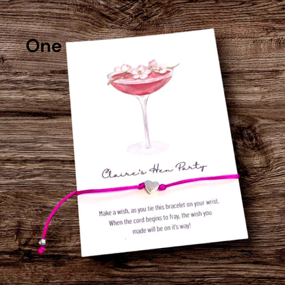 Personalised Cocktail Wish Bracelet: Hen Party Favours,  Hen Do, Team Bride