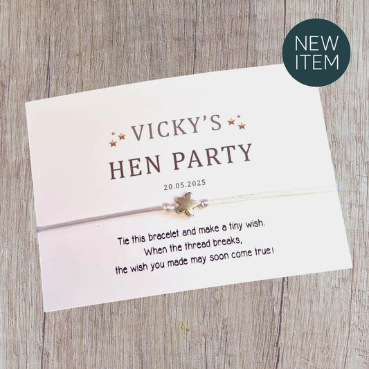 Personalised Hen Party Wish Bracelet: Bride Squad Gift, Wish string - Simple, elegant - Stars