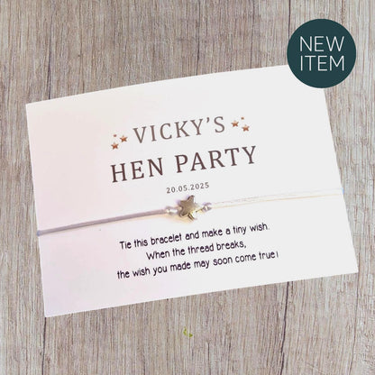 Personalised Hen Party Wish Bracelet: Bride Squad Gift, Wish string - Simple, elegant - Stars