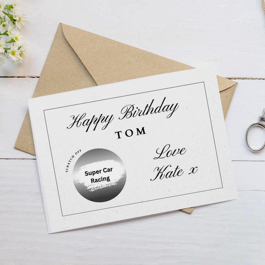 Personalised Classy Birthday Scratch To Reveal Voucher, Special Birthday Surprise Scratch Card, Customised, Birthday ticket, add event