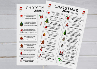 Christmas Cracker Jokes: 28 Printable Illustrated Jokes (Digital Download)