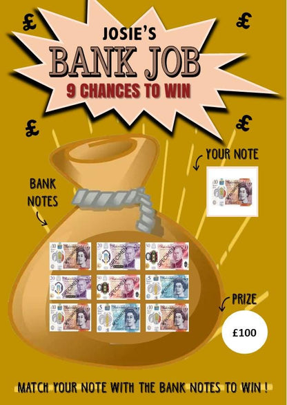 Scratch Card Bank Job Surprise: Surprise Money - Cash, Reveal, fun gift, Christmas, Birthday, Personalised, Scratch to reveal gift