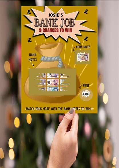Scratch Card Bank Job Surprise: Surprise Money - Cash, Reveal, fun gift, Christmas, Birthday, Personalised, Scratch to reveal gift