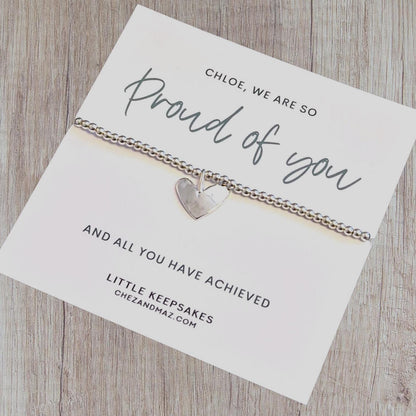 I'm So Proud of You Gift: Silver Plated Heart Charm Bracelet - We are so proud of you