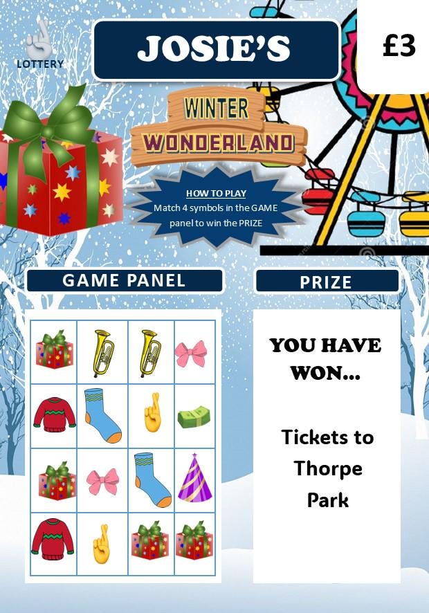 Scratch Card Winter Wonderland : Surprise Holiday, Theme Park, Concert Reveal Gift, fun gift, Christmas,  Birthday, Personalised, Reveal
