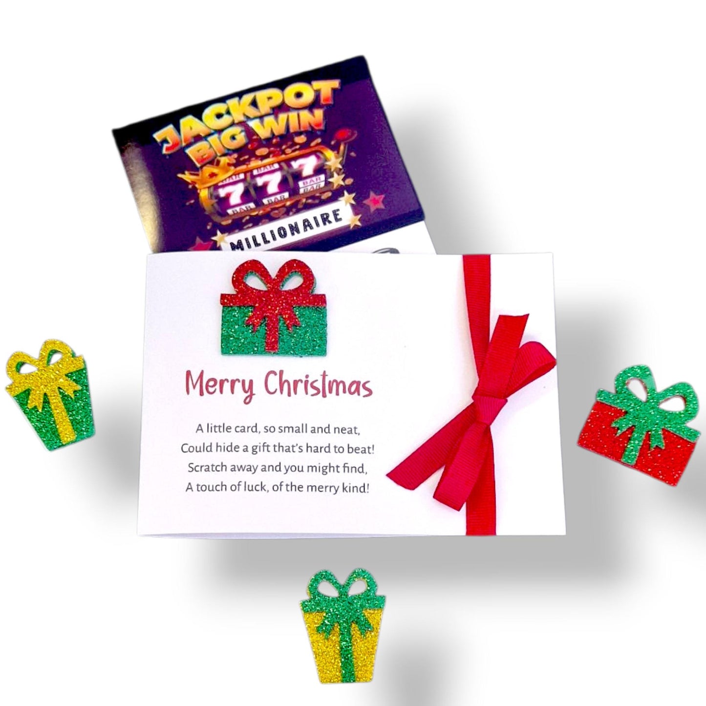 Funny Christmas Gift Box Christmas Lottery Ticket Holder: Novelty Festive Favour - Scratch Card Holder - Table Favour - Cracker Alternative