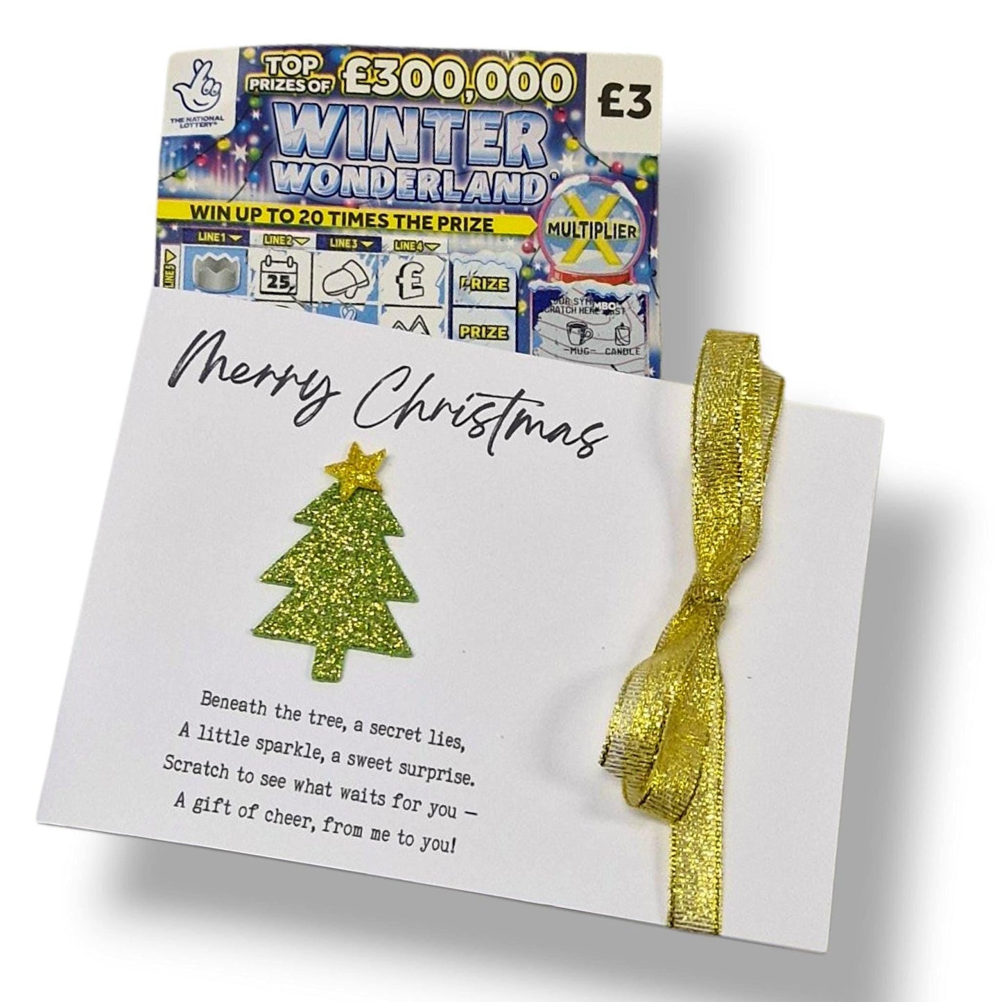 Christmas Tree Funny Christmas Lottery Ticket Holder: Novelty Festive Favour - Scratch Card Holder - Table Favour - Cracker Alternative