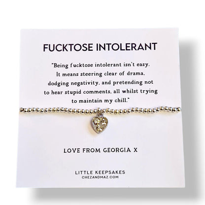 Funny 'Fucktose Intolerant' Definition Silver Plated Bracelet, Personalised : Humorous Office Gift