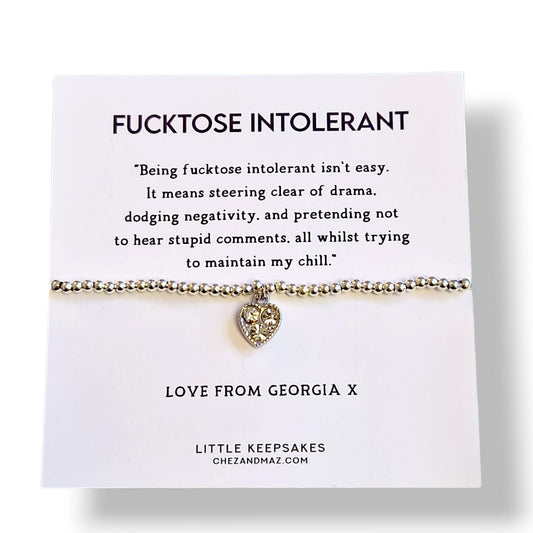 Funny 'Fucktose Intolerant' Definition Silver Plated Bracelet, Personalised : Humorous Office Gift