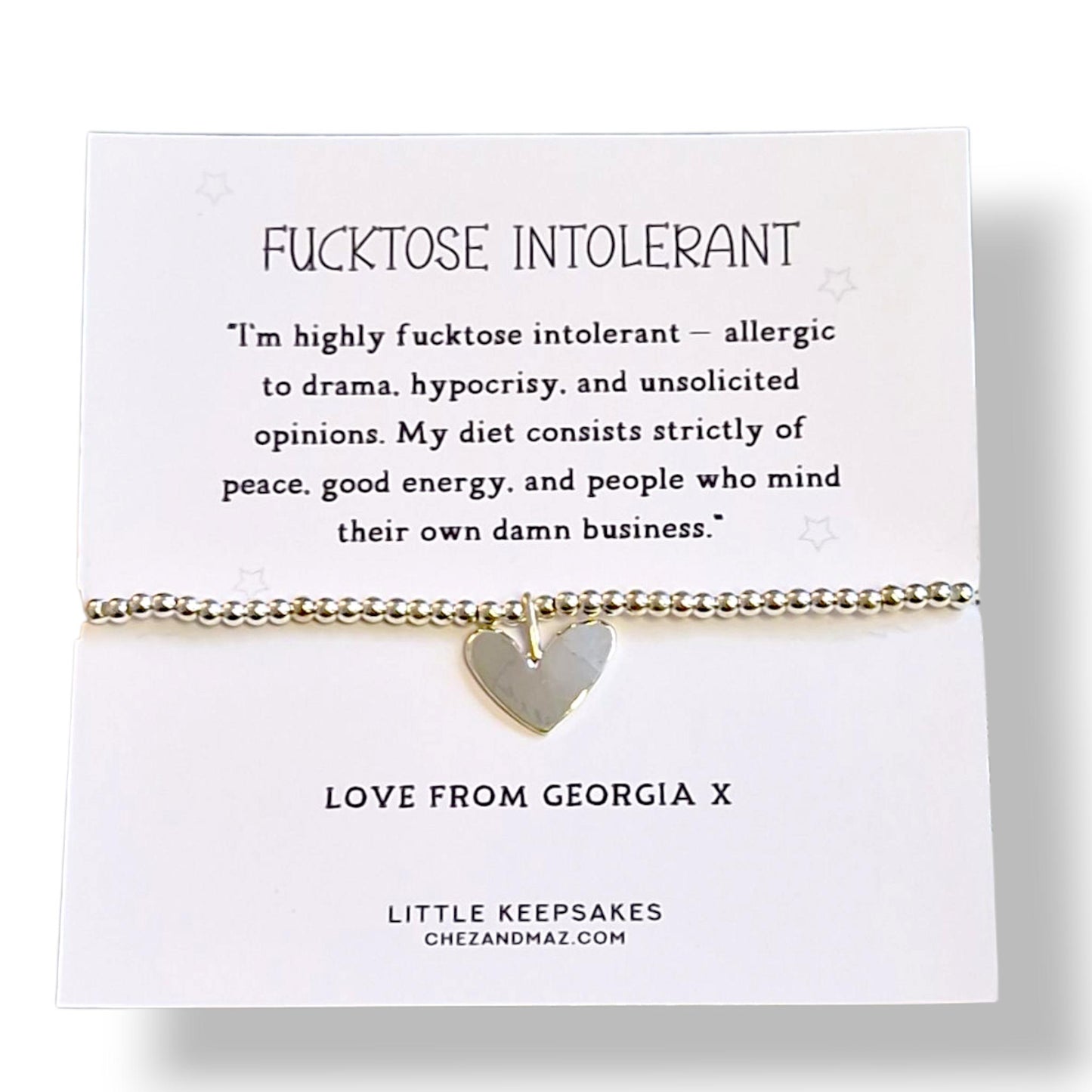 Funny 'Fucktose Intolerant' Definition Silver Plated Bracelet, Personalised : Humorous Office Gift fu72