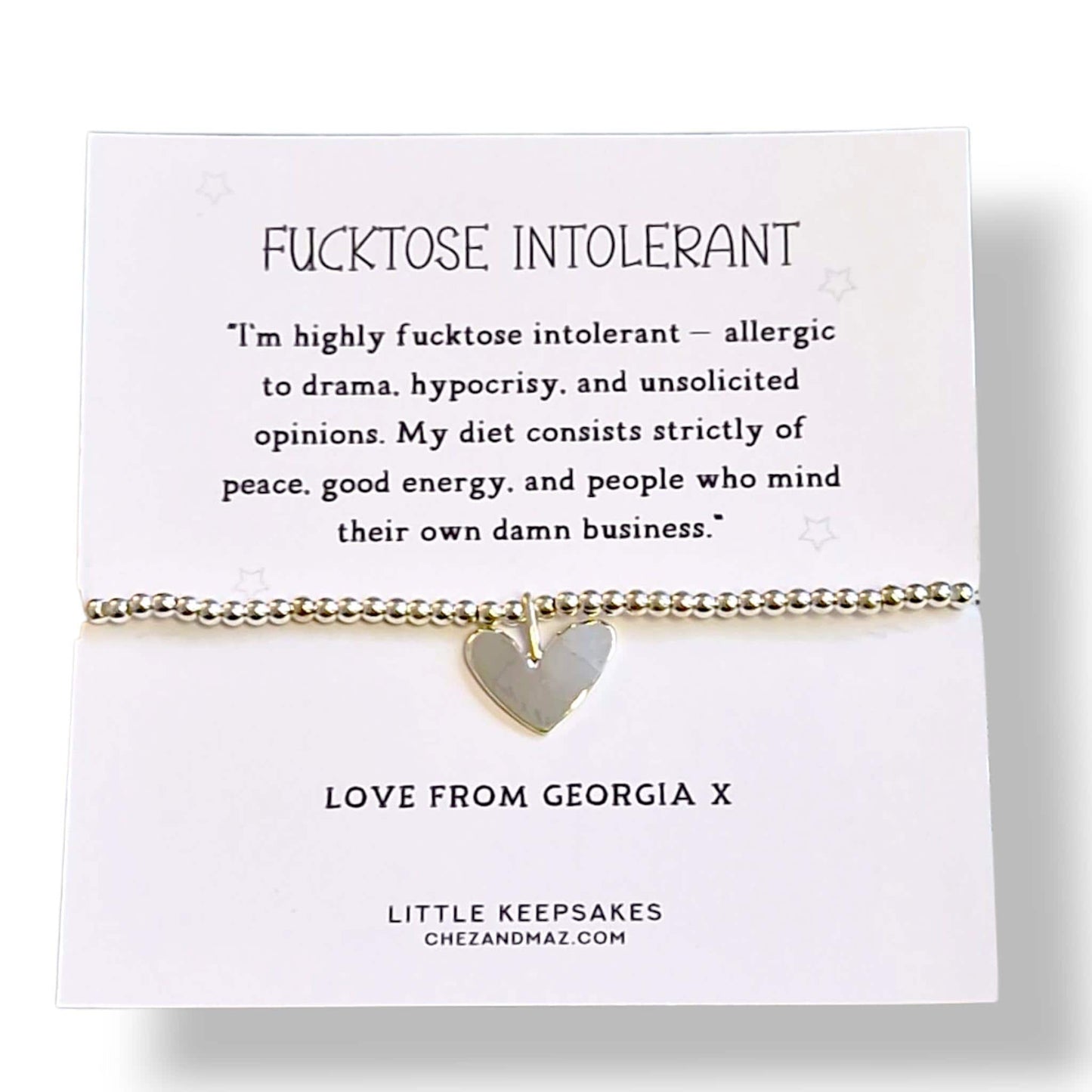 Funny 'Fucktose Intolerant' Definition Silver Plated Bracelet, Personalised : Humorous Office Gift fu72