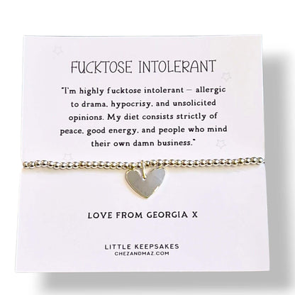 Funny 'Fucktose Intolerant' Definition Silver Plated Bracelet, Personalised : Humorous Office Gift fu72