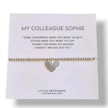 Colleagues - Co-worker  Silver-Plated Heart Bracelet: Friendship Gift- Thanks for being the reason I haven't walked out yet fu4