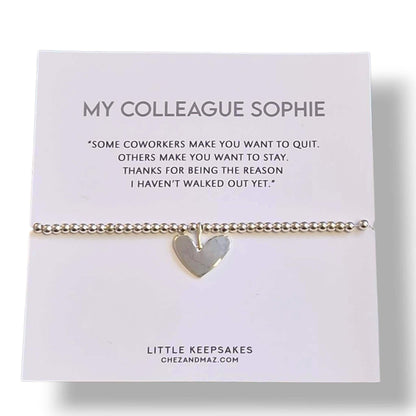 Colleagues - Co-worker  Silver-Plated Heart Bracelet: Friendship Gift- Thanks for being the reason I haven't walked out yet fu4