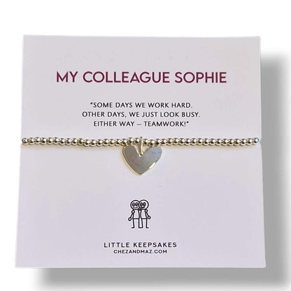Colleagues - Co-worker  Silver-Plated Heart Bracelet: Friendship Gift- Some days we work hard, other days, we just look busy FU5