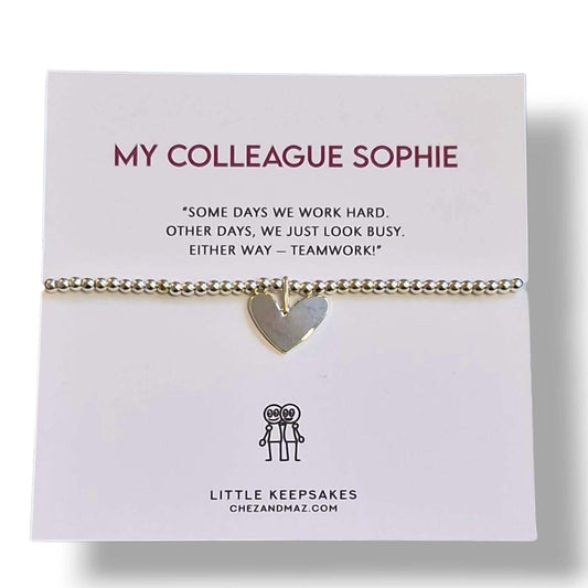 Colleagues - Co-worker  Silver-Plated Heart Bracelet: Friendship Gift- Some days we work hard, other days, we just look busy FU5