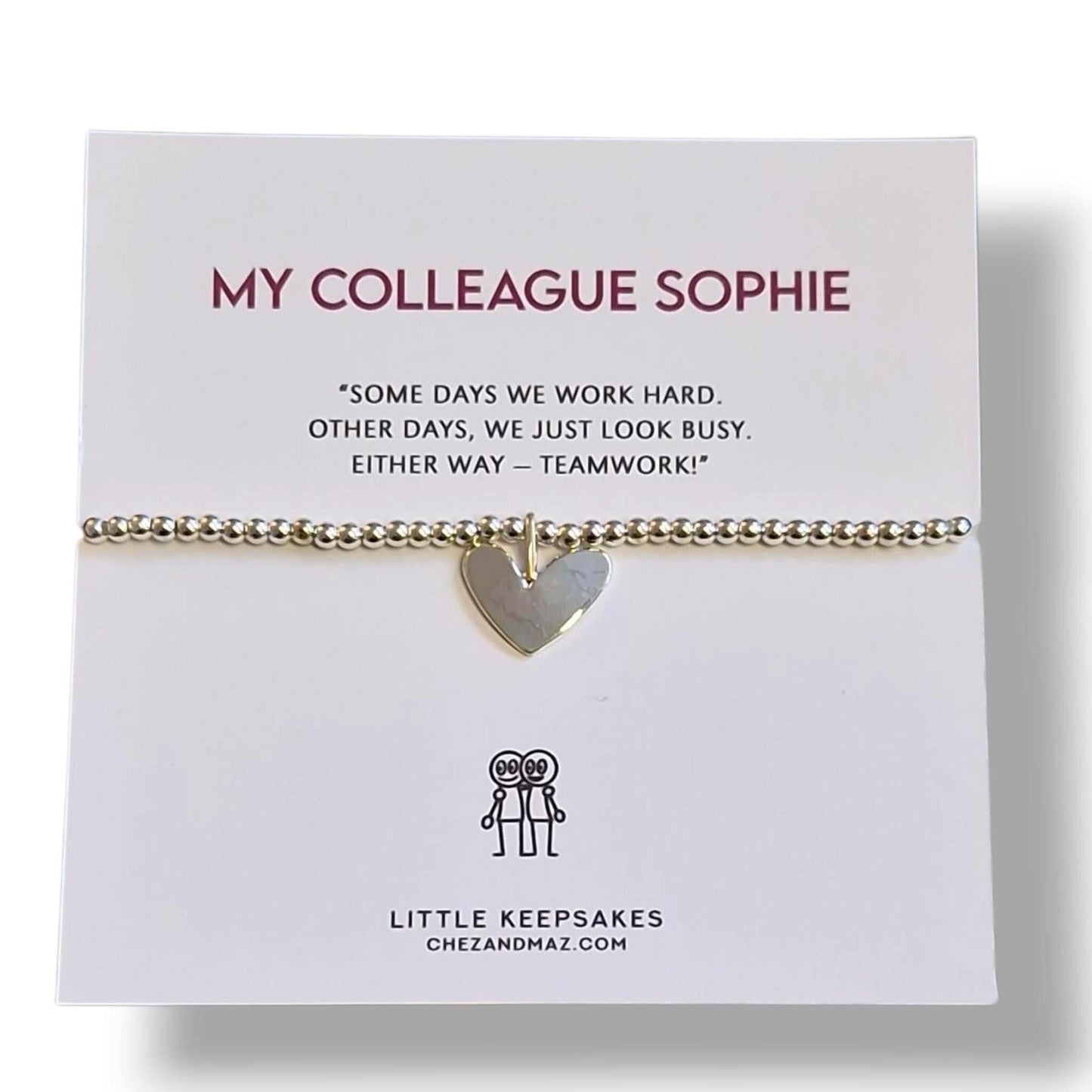 Colleagues - Co-worker  Silver-Plated Heart Bracelet: Friendship Gift- Some days we work hard, other days, we just look busy FU5
