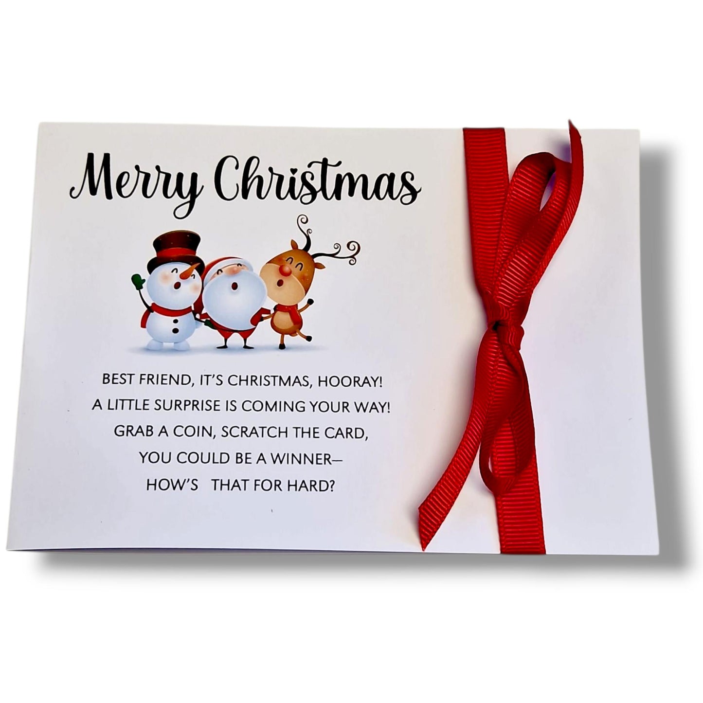 Funny Christmas Scratch Card Holder for Best Friend – Fun Holiday Gift, Could Be a Winner! Grab a Coin & Reveal Your Festive Surprise